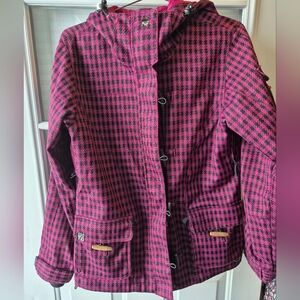 Roxy Pink and Black Checkered Jacket